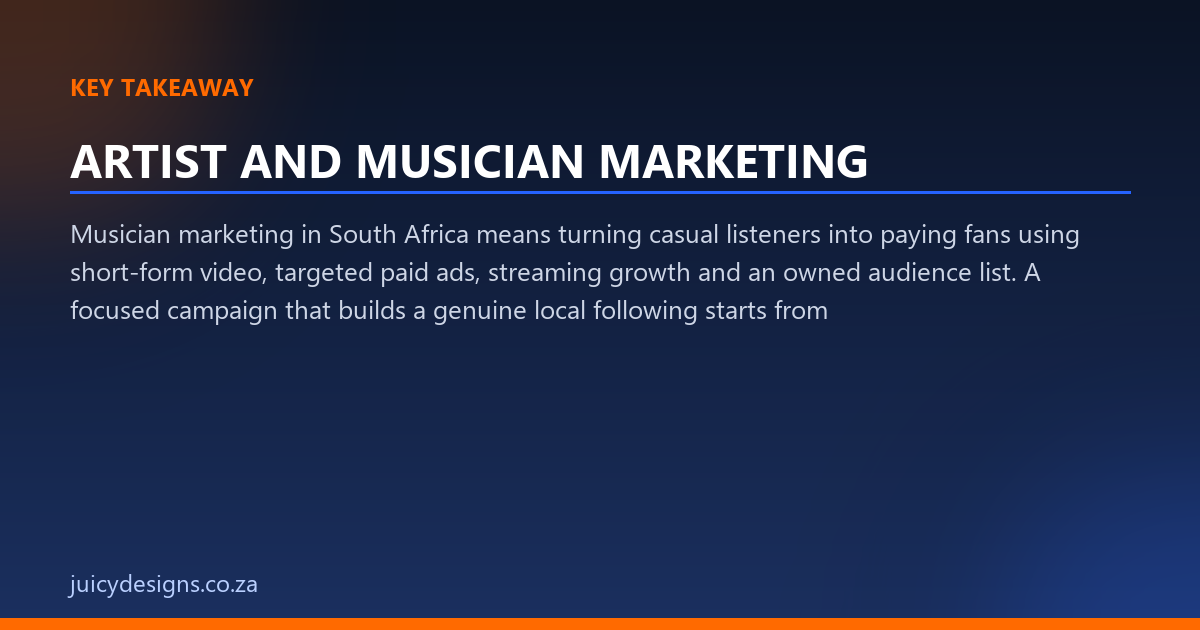 ARTIST AND MUSICIAN MARKETING key takeaway, Juicy Designs