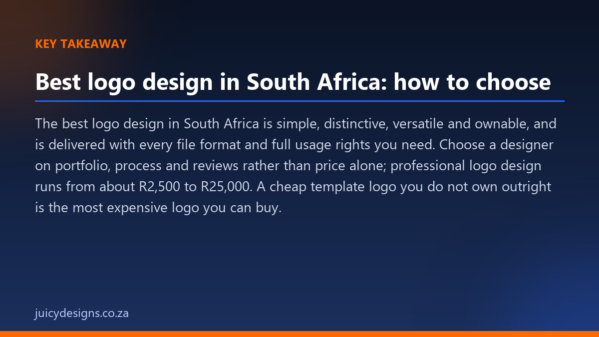 Best logo design in South Africa: how to choose key takeaway, Juicy Designs