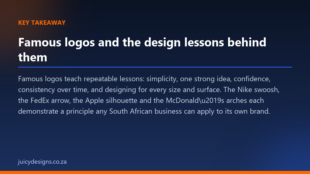 Famous logos and the design lessons behind them key takeaway, Juicy Designs