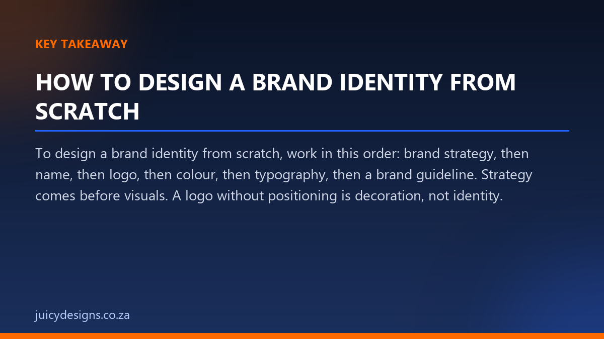 HOW TO DESIGN A BRAND IDENTITY FROM SCRATCH key takeaway, Juicy Designs