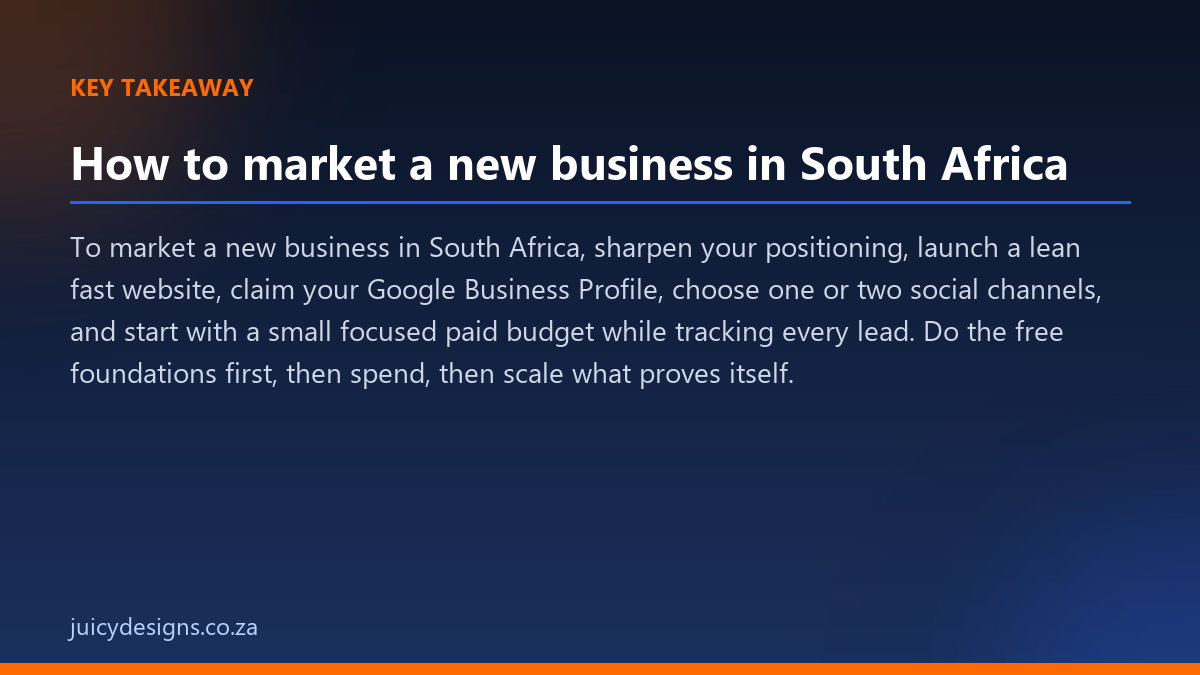 How to market a new business in South Africa key takeaway, Juicy Designs