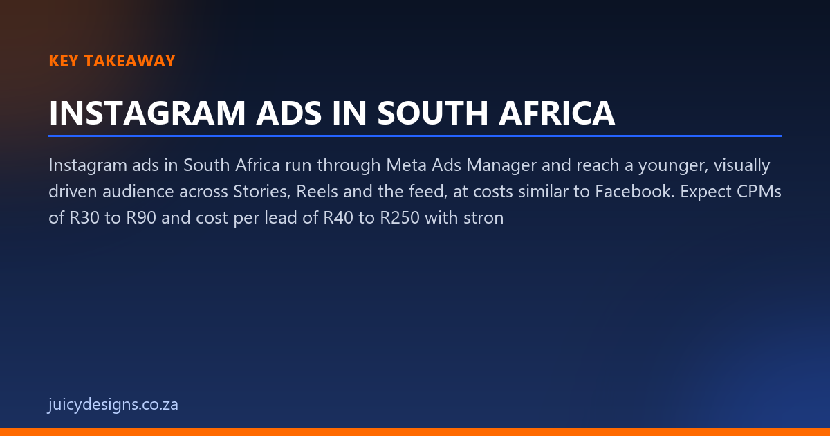 INSTAGRAM ADS IN SOUTH AFRICA key takeaway, Juicy Designs