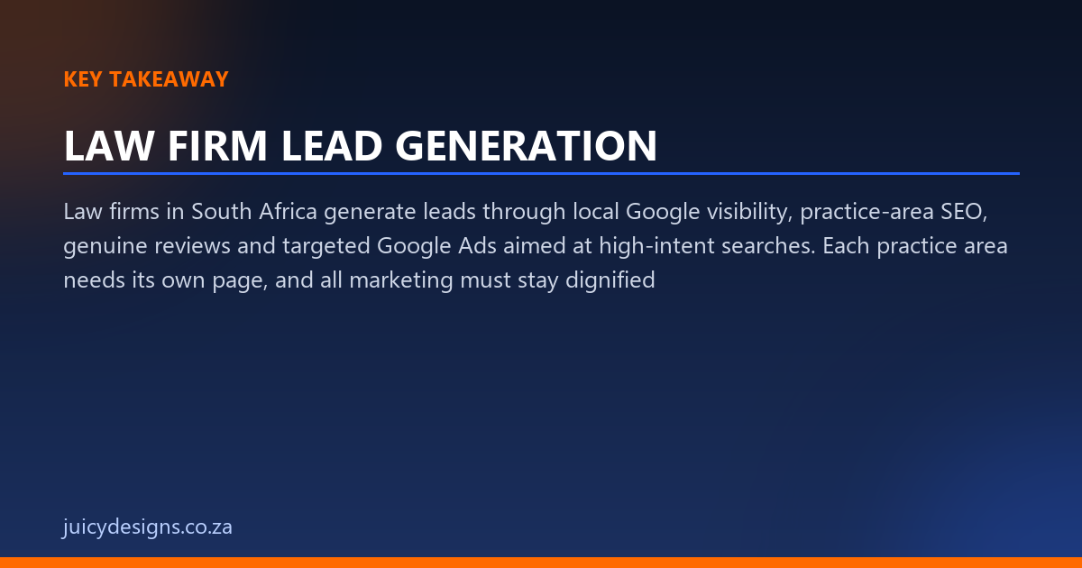 LAW FIRM LEAD GENERATION key takeaway, Juicy Designs