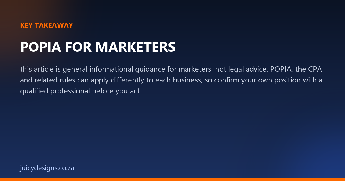 POPIA FOR MARKETERS key takeaway, Juicy Designs