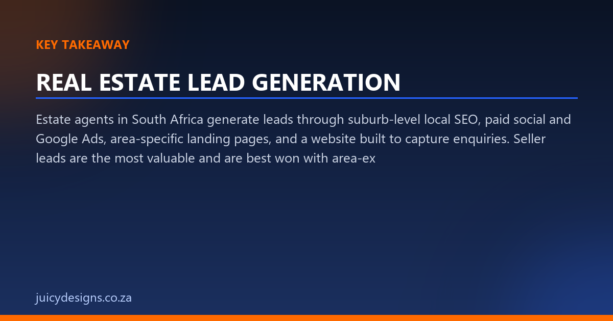 REAL ESTATE LEAD GENERATION key takeaway, Juicy Designs
