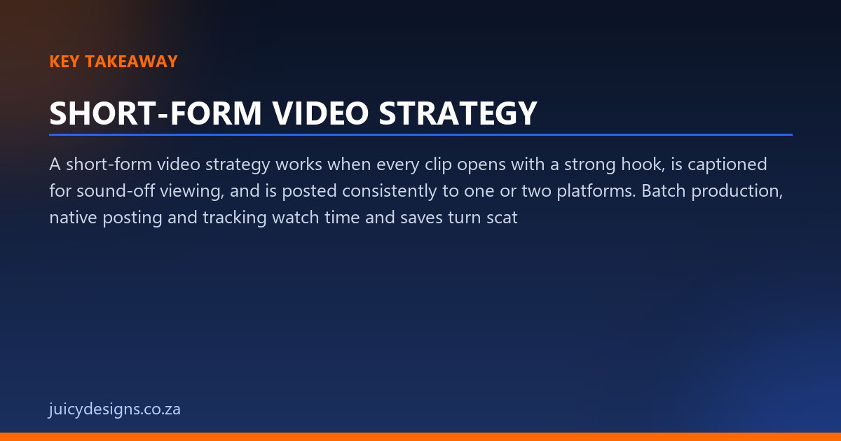 SHORT-FORM VIDEO STRATEGY key takeaway, Juicy Designs