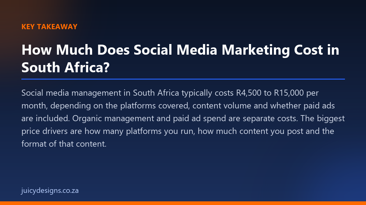 How Much Does Social Media Marketing Cost in South Africa? key takeaway, Juicy Designs