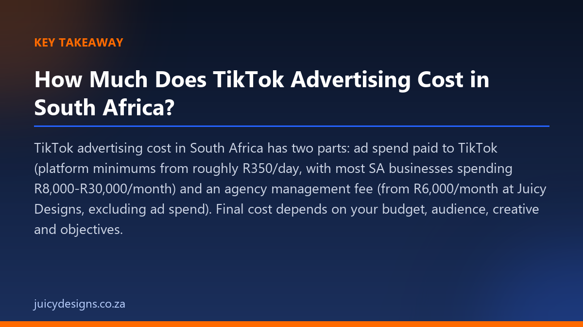 How Much Does TikTok Advertising Cost in South Africa? key takeaway, Juicy Designs