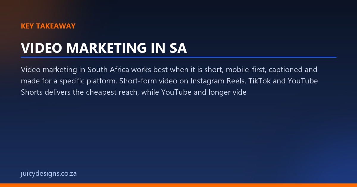 VIDEO MARKETING IN SA key takeaway, Juicy Designs