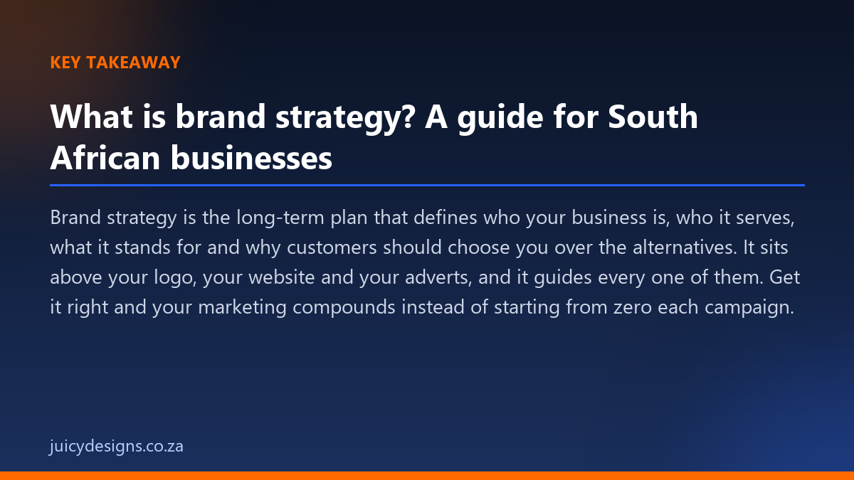 What is brand strategy? A guide for South African businesses key takeaway, Juicy Designs