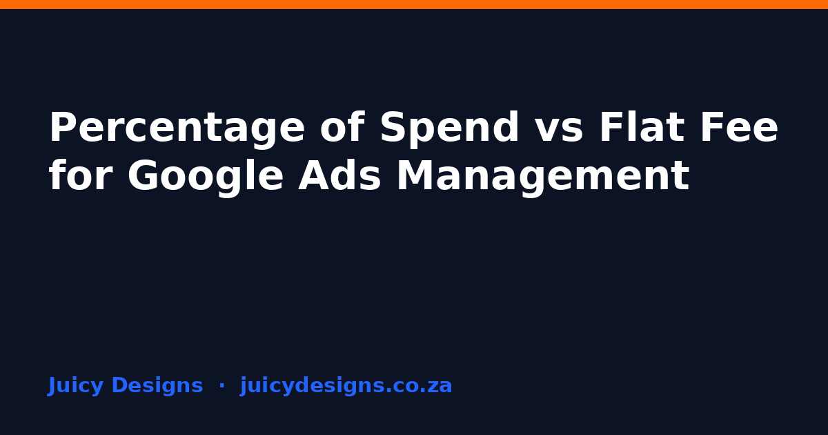 Percentage of Spend vs Flat Fee for Google Ads Management, Juicy Designs