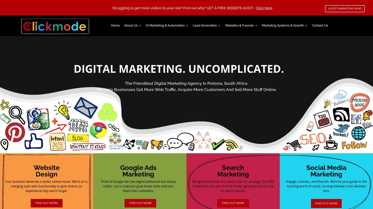 Clickmode website, clickmode.co.za