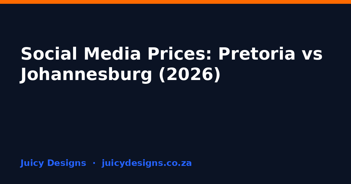 Social Media Prices: Pretoria vs Johannesburg (2026), Juicy Designs