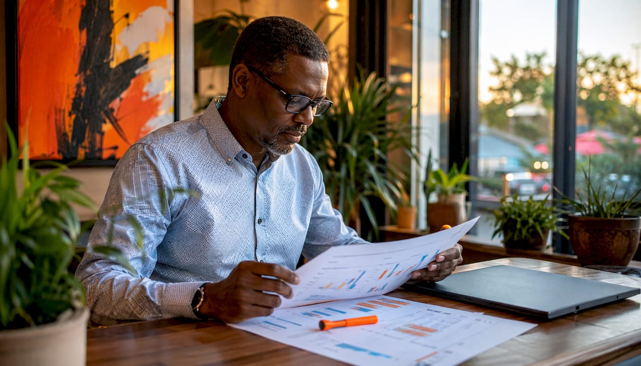 Analyst reviewing dynamic search ad metrics