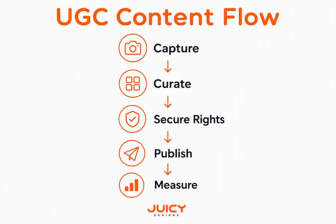 Infographic showing the user generated content process flow
