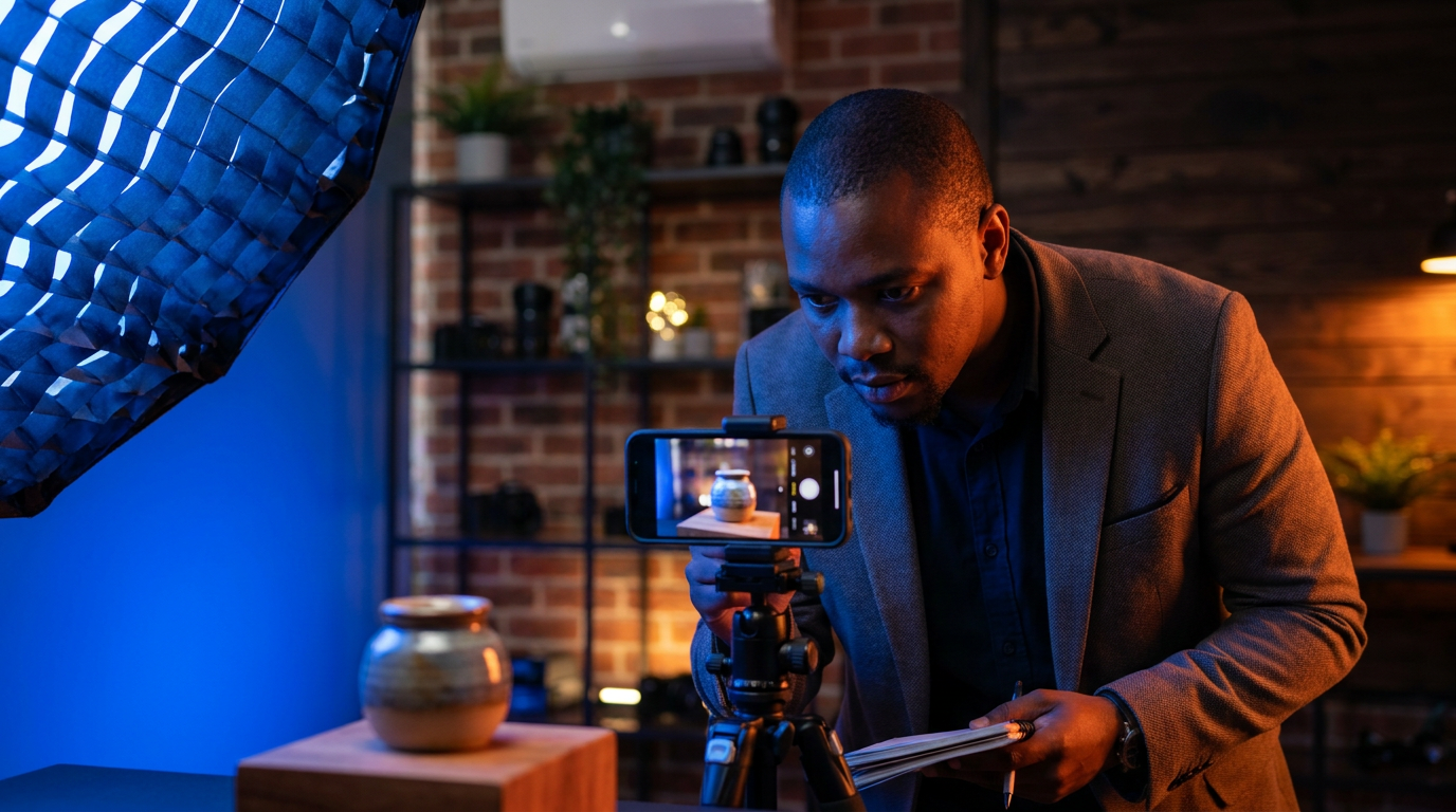 A Juicy Designs content creator producing social media content in the studio